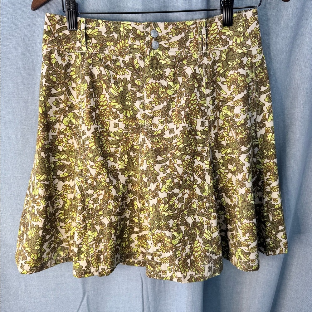 Sahalie Floral Skater Skirt - Green and Brown